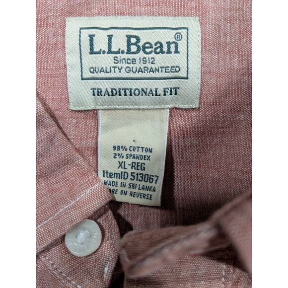 LL Bean Shirt Mens XL Button Up Chambray Untucked Stretch Traditional Fit - Picture 3 of 10